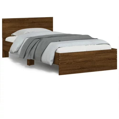  Okvir za krevet s uzglavljem smeđa boja hrasta 100x200cm drveni