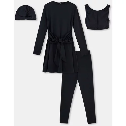 Dagi Black Long Sleeve 4-Piece Hijab Swimsuit Set