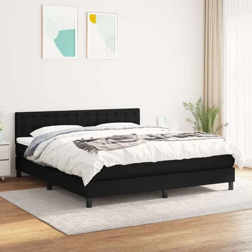  Box spring postelja z vzmetnico črna 160x200 cm blago, (20893895)