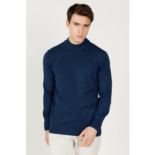 AC&Co / Altınyıldız Classics Men's Dark Blue Anti-Pilling Anti-Pilling Standard Fit Half Turtleneck Knitwear Sweater Slike