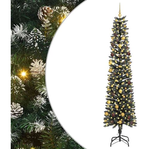  Umjetno božićno drvce Zelena 240 cm PVC  Plastika i Čelik - 240 cm s LED-ima i zlatnim/brončanim lopticama Cijene