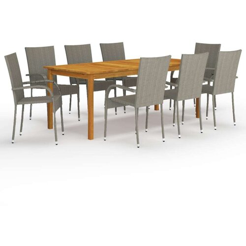  9-dijelni vrtni blagovaonski set sivi Cene