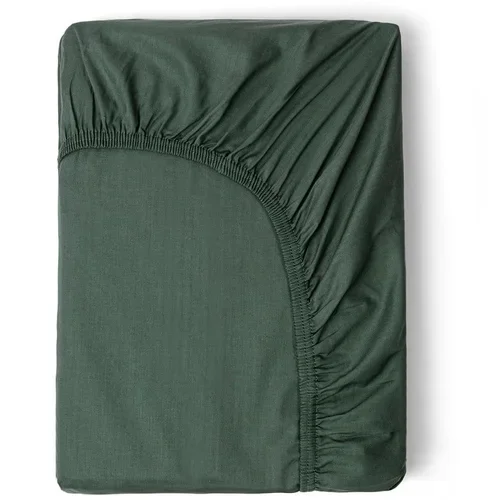 HIP Maslinasto zelena pamučna satenska elastična posteljina 160x200 cm