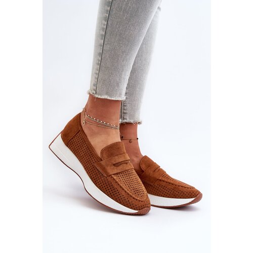 FS1 Women's Platform Moccasins in Eco Suede Camel Inesqua Cene