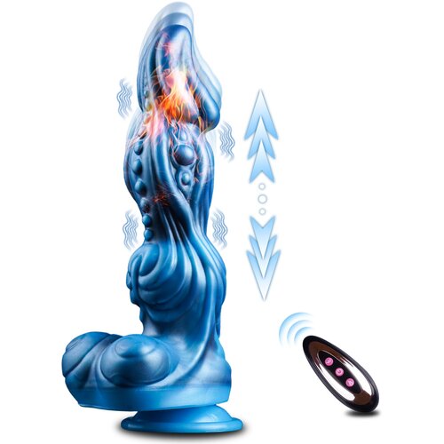 SuperLove Monster Fantasy Ultimate Thrusting Heating Vibrator with Remote Blue Cene
