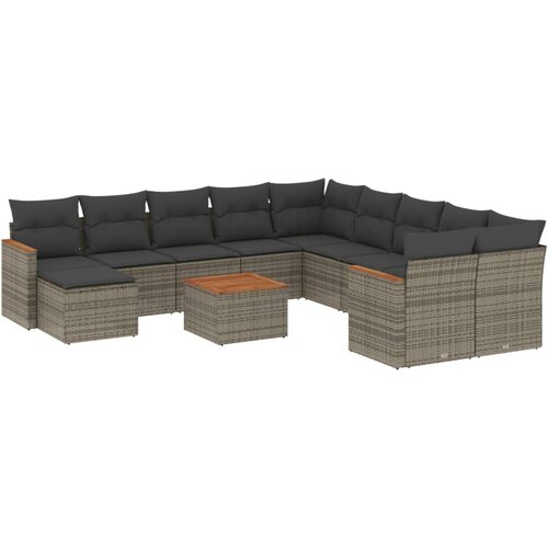 vidaXL 12-dijelni set vrtnih sofa od poliratana s jastucima sivi Cijene