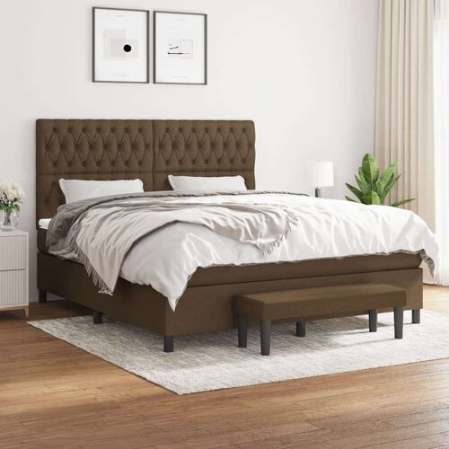  Box spring postelja z vzmetnico temno rjava 180x200 cm blago, (20899505) Slike