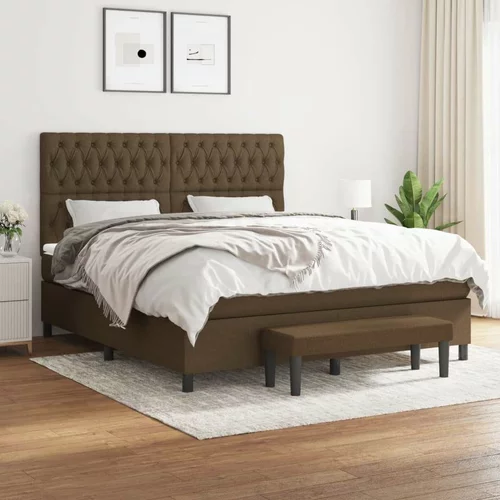  Box spring postelja z vzmetnico temno rjava 180x200 cm blago, (20899505)