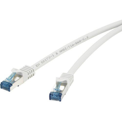 Renkforce RF-4145280 RJ45 omrežni kabel\, Patch kabel CAT 6a S/FTP 0.50 m siva z za&scaron;čitnim zapornim zatičem\, ognjevaren 1 kos, (20418223) Cene