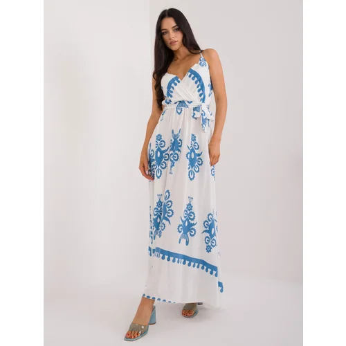 Fashion Hunters Blue and white flowing dress with patterns