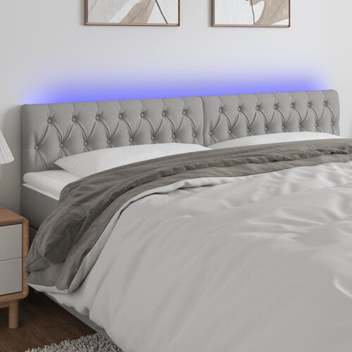 vidaXL LED posteljno vzglavje svetlo sivo 200x7x78/88 cm blago Cene