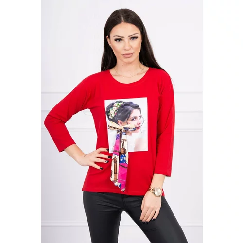 Kesi Blouse with graphics and colorful bow 3D red