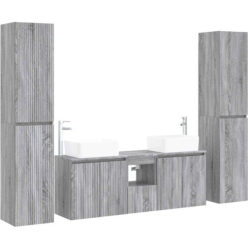  Set namje&amp;scaron;taja za kupaonicu 5 kom. Siva Sonoma 33 x 34.5 x 160 cm Slike