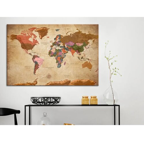  Slika na plutenoj podlozi - World Map: Brown Elegance 120x80 Slike