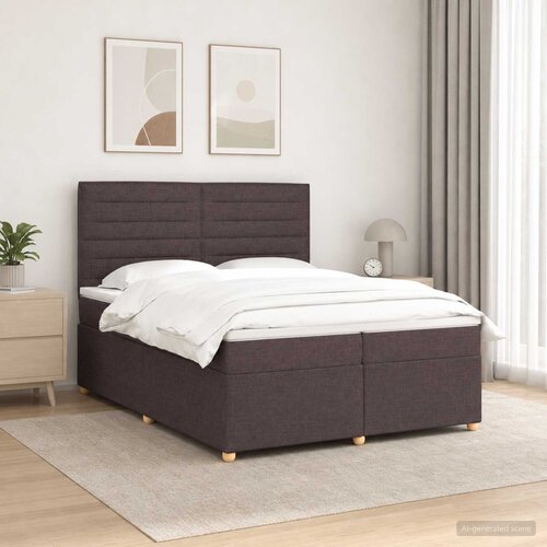  Boxspring krevet s madracem Tamno smeđa 200 x 200 cm Tkanina Slike