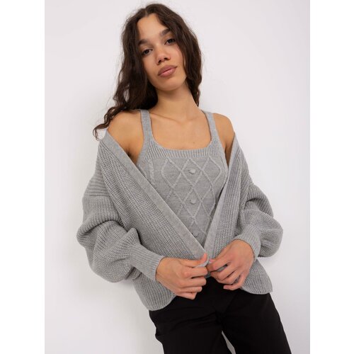 Fashion Hunters Gray knitted set with wool Slike
