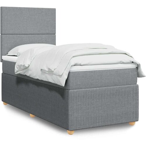 Box spring krevet s madracem svjetlosivi 90x190 cm od tkanine Cijene