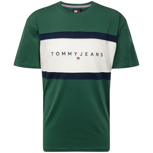 Tommy Jeans Majica zelena / črna / bela
