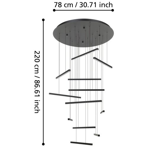 Eglo 390351 - led prigu&amp;scaron;iva luster na sajli lindoza 12xLED/8,4W/230V 3000K Slike