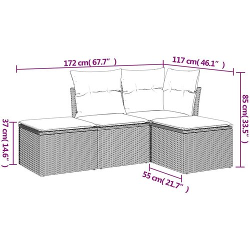 VidaXL 4-dijelni set vrtnih sofa od poliratana s jastucima crni Slike