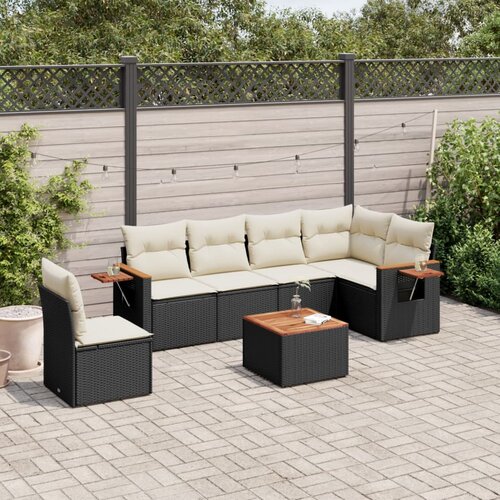  7-dijelni set vrtnih sofa od poliratana s jastucima crni Cijene