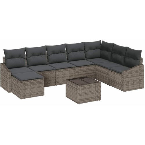  Sjedeća garnitura za vrt 8 kom. Svijetlo siva poliratan Svjetlosiva 288,5 x 123,5 x 85 cm Slike