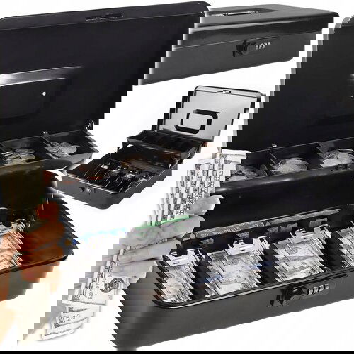 Prenosna Prijenosna kazetna metalna kombinirana kasa 30x24x9cm crna Cijene