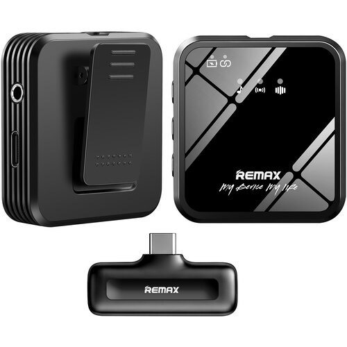 Remax Brezžični mikrofon s sponko USB-C z zmanj&scaron;anjem hrupa, doseg 20 m Avtonomija 10h, Črna, (5000310055) Cene