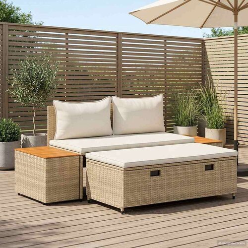  Set vanjskih sofa 4-Broj sjedala 4 pcs 55 x 30 x 39 cm - bež i krem ​​bijela Cene