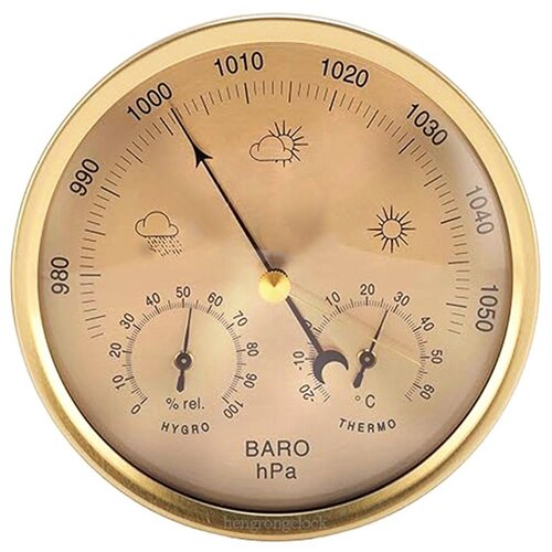INF 130mm Barometer s termometrom in higrometrom - zlata obdelava, (5000140311) Slike