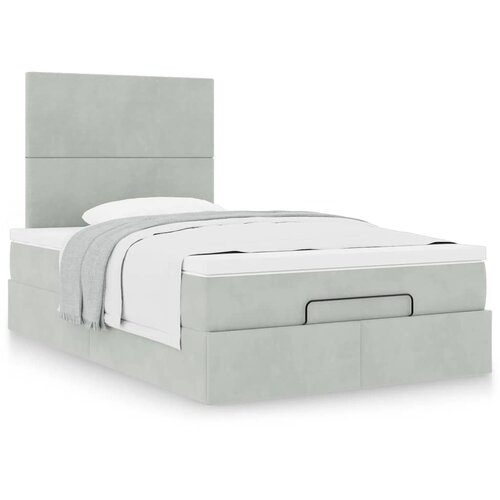 vidaXL Otomanski posteljni okvir z vzmetnicami siv 120x200cm žamet Cene