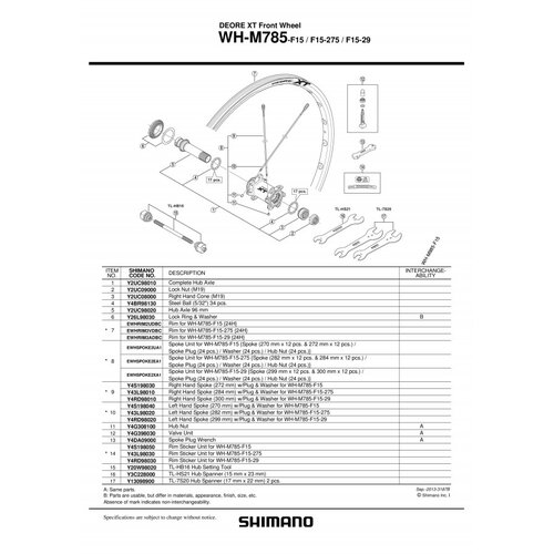  ŽICA SHIMANO WHM785F LEFT HAND 270MM W/PLUG &amp;amp; WASHER Y4S198040 SHIMANO Slike