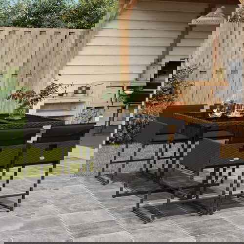 VidaXL 5-dijelni vrtni blagovaonski set s jastucima od poliratana crni Slike