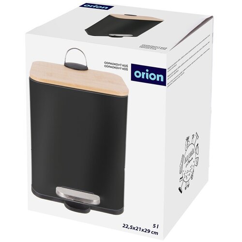 Orion Crna kanta za smeće od nehrđajućeg čelika s pedalom 5 l Black &amp;ndash; Slike