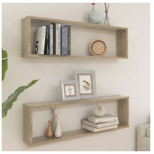  Stenske police kockaste 2 kosa sonoma hrast 100x15x30 cm Cene