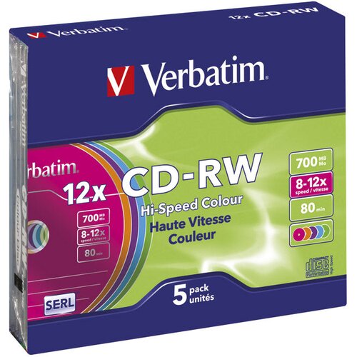  CD-RW 700/80 8X-12X SLIM PK5 VERBATIM 43167 SORTIRANO Cene