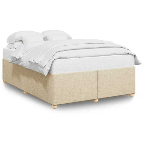 Maison Chic Posteljni okvir - Dvoposteljna postelja - Zakonska postelja brez vzmetnice krem 140x190 cm blago-J12184, (21761264) Slike