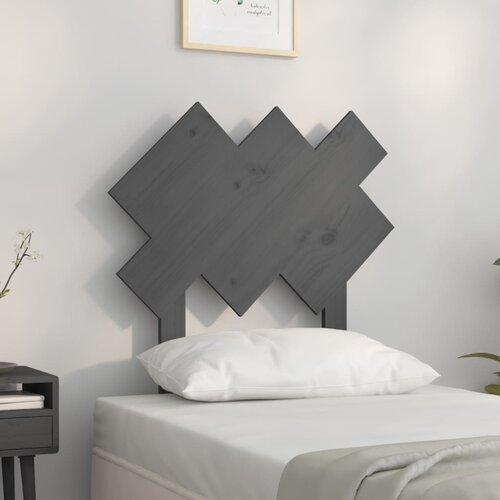 VidaXL Uzglavlje za krevet sivi 72,5x3x81 cm od masivne borovine Slike