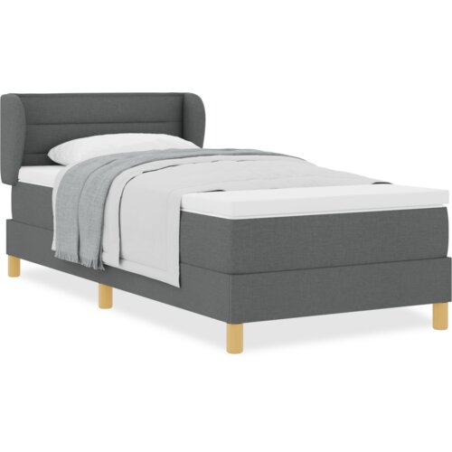 VidaXL Krevet s Madracem - Tamnosiva, 90x190 cm, Tkanina Slike