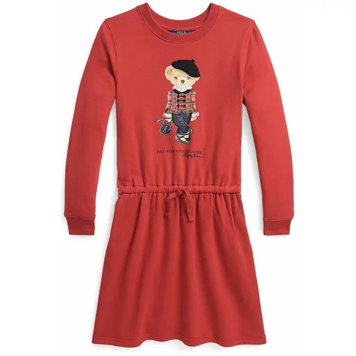 Polo Ralph Lauren Dječja haljina boja: crvena, mini, širi se prema dolje