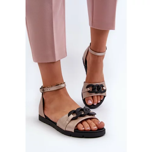 Kesi Women's Flat Sandals with Vinceza Gold Chain