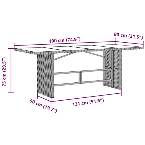  9-dijelni vrtni bistro set od poliratana s jastucima crni Crna 190 x 80 x 75 cm Slike