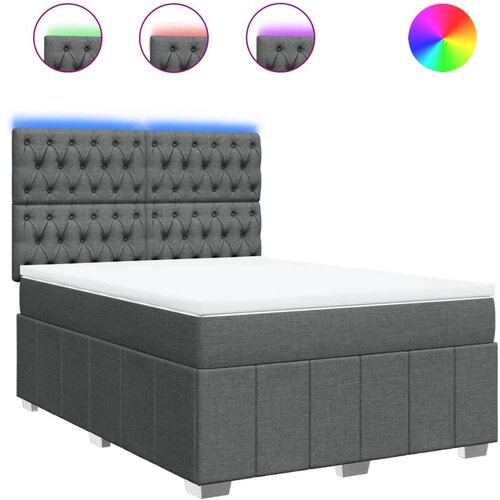 vidaXL Box spring postelja z vzmetnico temno siva 160x200 cm blago, (21307833) Cene