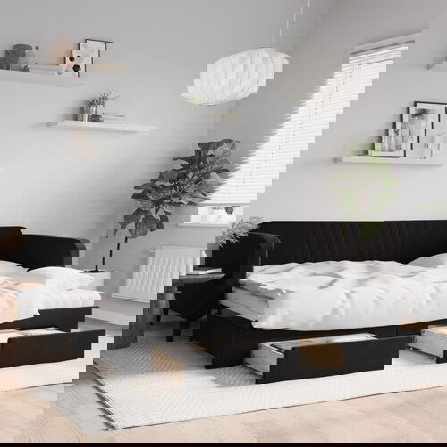  The Living Store Izvlečna dnevna postelja s predali črna 100x200 cm žamet - Izvlečna Dnevna Postelja, (21440328) Cene