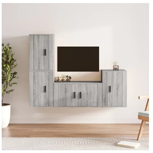  Komplet TV omaric 4-delni siva sonoma inženirski les