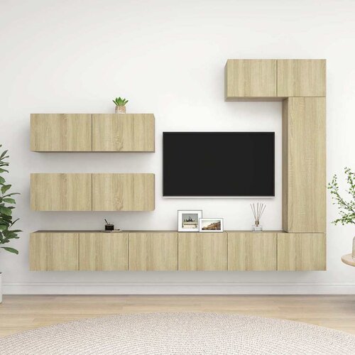  7-dijelni set TV ormarića boja hrasta sonome konstruirano drvo Cene