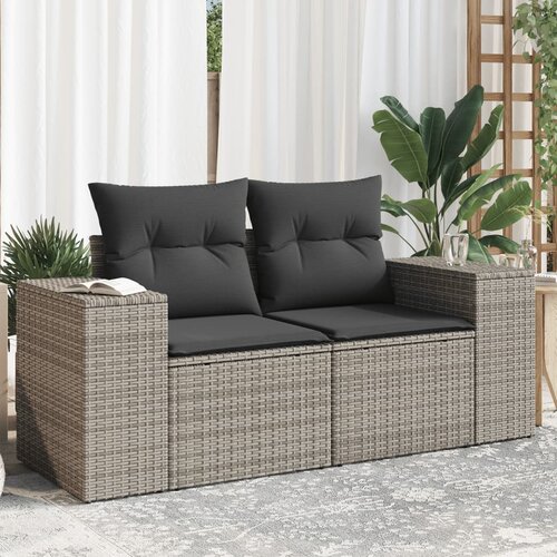  The living store vrtni kavč z blazinami 2-sedežni siv poli ratan - vrtni kavč, (21444018) Slike