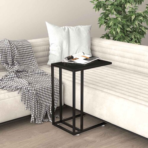  Bočni stolić za računalo crni 50x35x65 cm od kaljenog stakla Slike