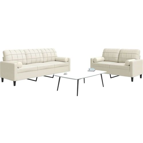 VidaXL 2-dijelni set sofa s jastucima krem bar&amp;scaron;unasti Slike