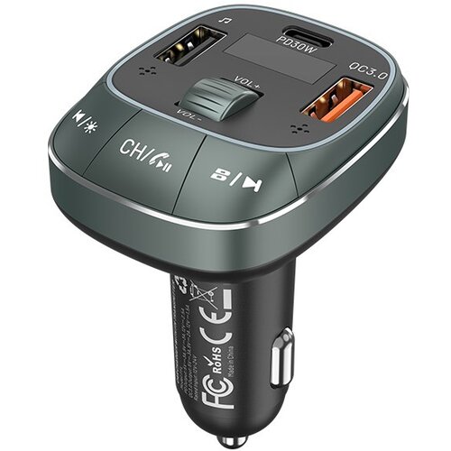 Vention 3-Port USB (C + A + A) Car Charger with FM Transmitter (30W /18W /5W) Black ABS Type Cijene
